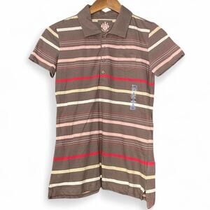 2000s y2k brown & pink old navy polo tee